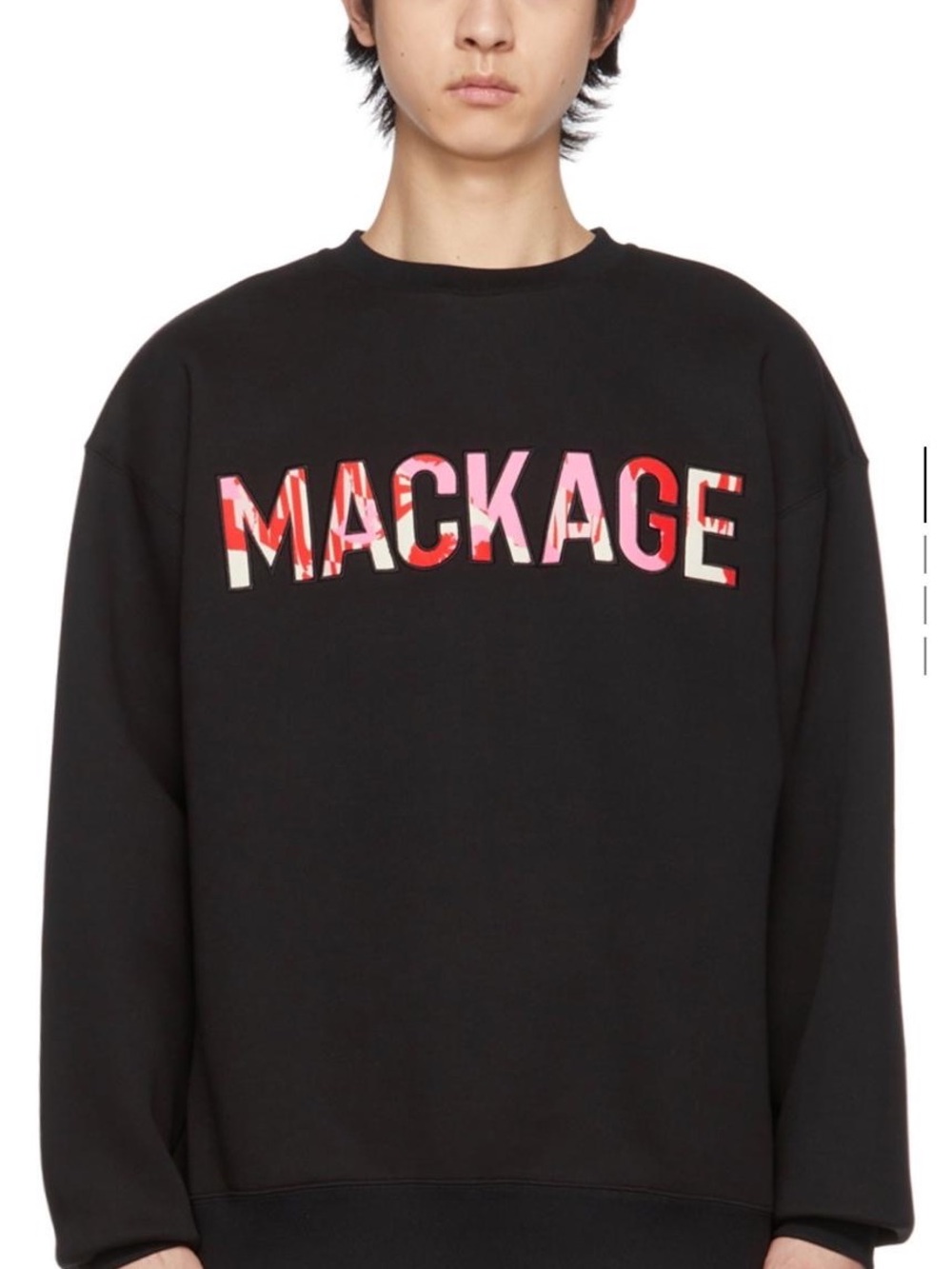 Mackage Black Crewneck Sweatshirt with Pink Logo
